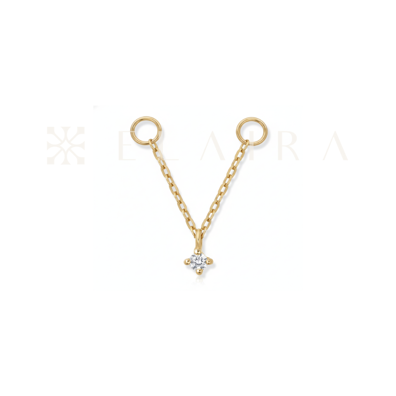 14k Solid Gold Solitaire on Chain