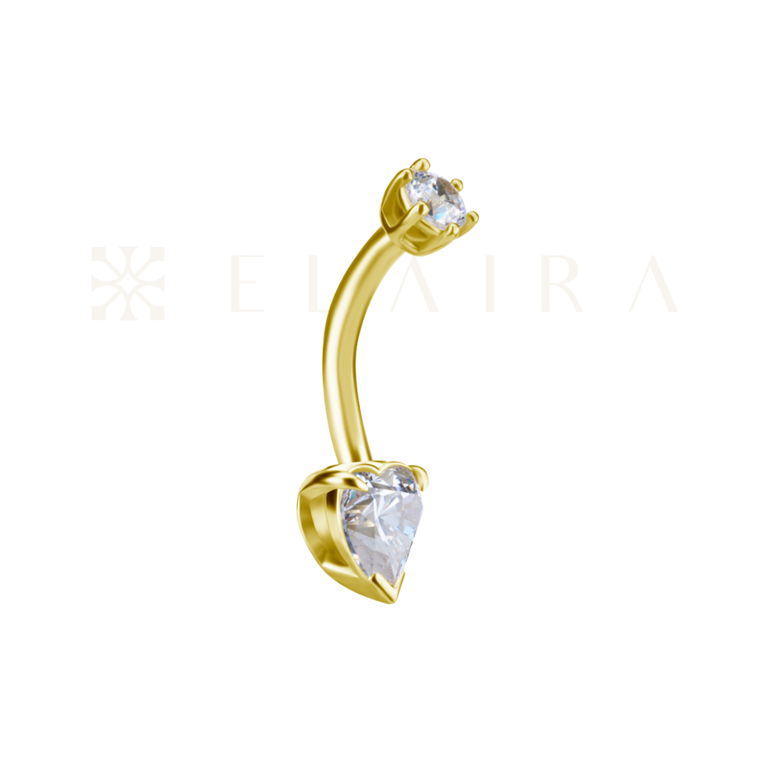 18k Solid Gold Heart Shape Belly Ring