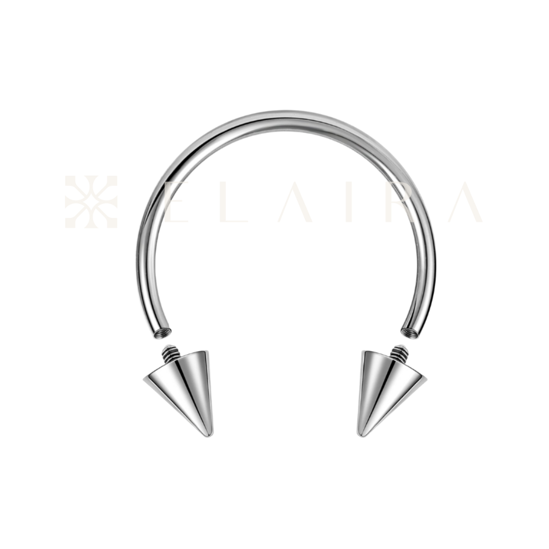 14G Elaira Titanium Spiky Horse Shoe/ Circular Ring Barbell