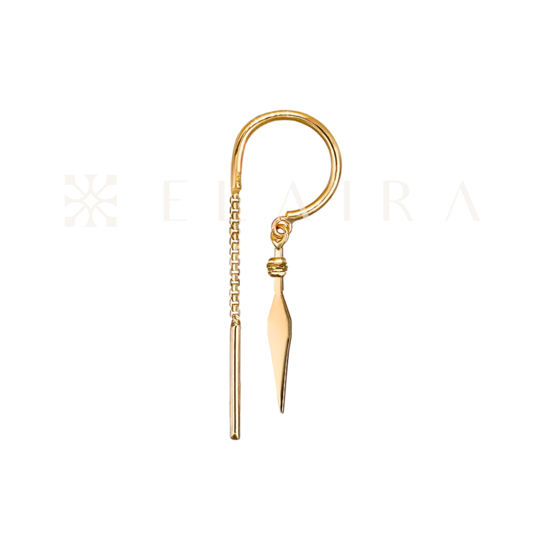 14k Solid Gold Versa Chain Claw Hoop with Spike Charm