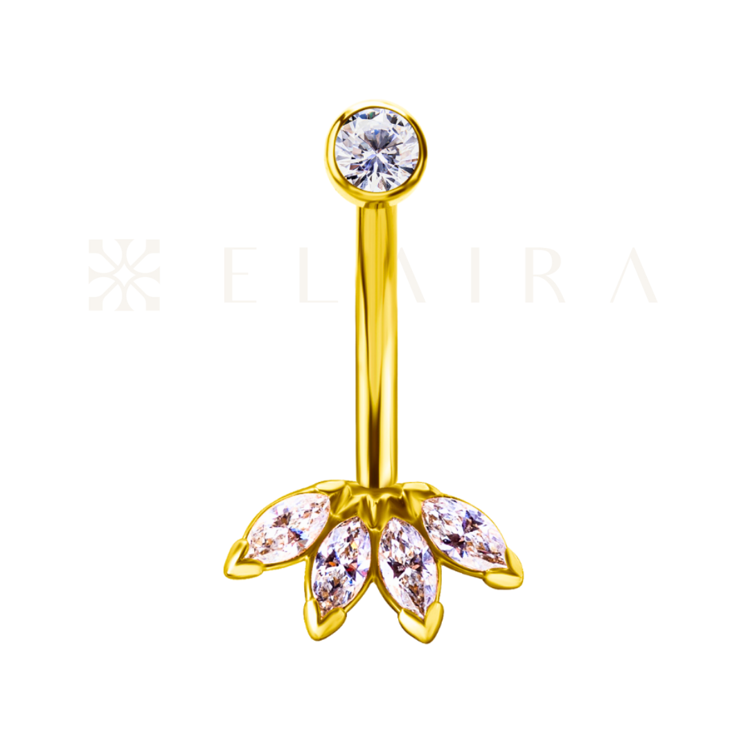 18k Ends Titanium Marquise Fan Rook Bar