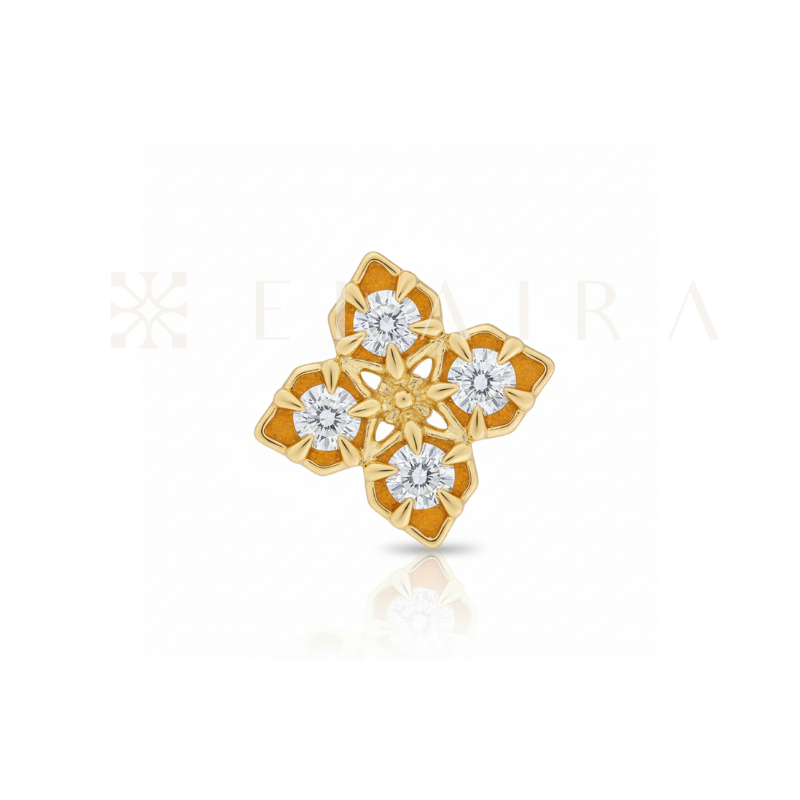 18k Gold Four Leaves Clover with Lab Grown Diamond