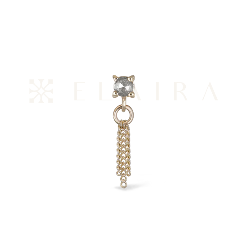 Breeze • Rose Cut Salt and Pepper Diamond 3 C-Chain Tassel