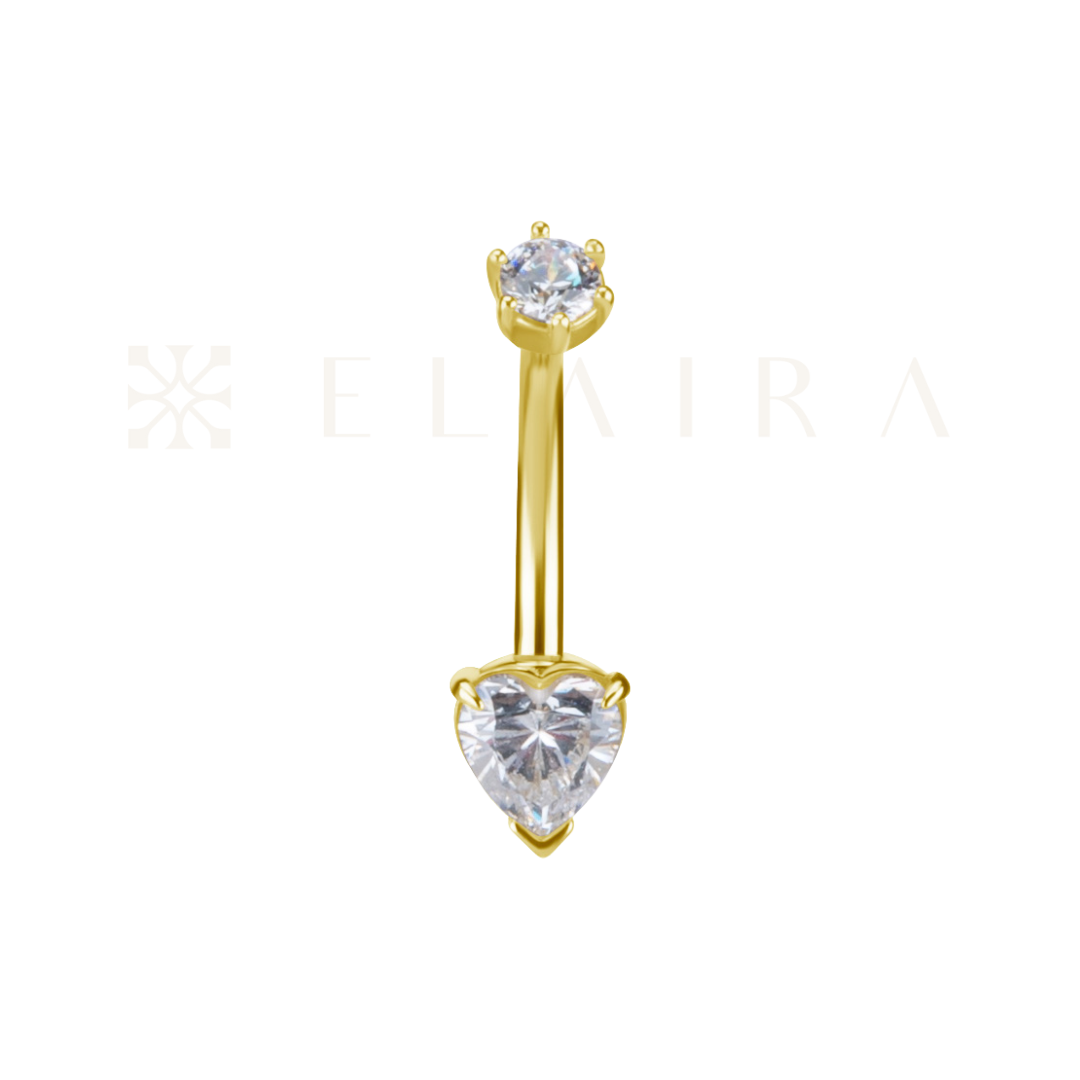18k Solid Gold Heart Shape Belly Ring