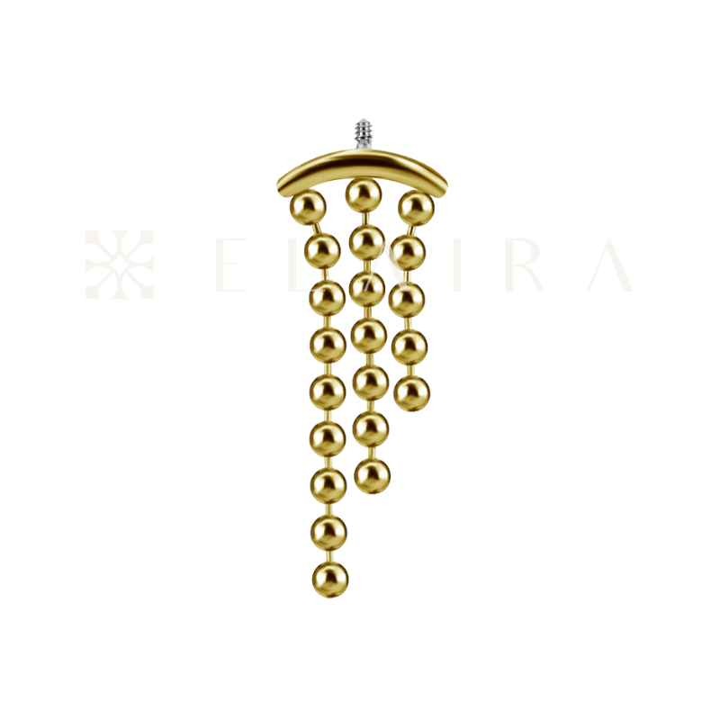 18k Solid Gold Beaded Drape