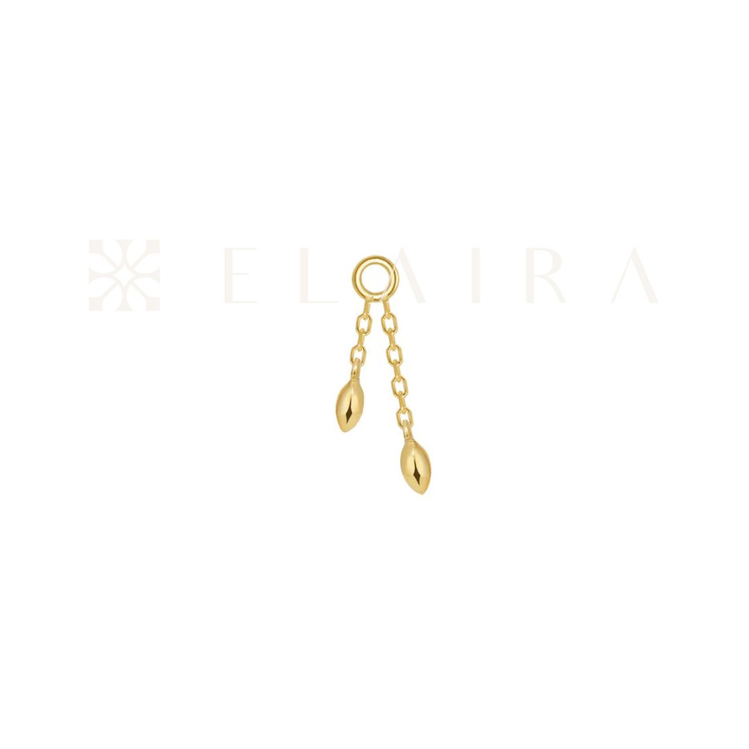 Modern Mood 14k Solid Gold Marquise Bead Drop Charm