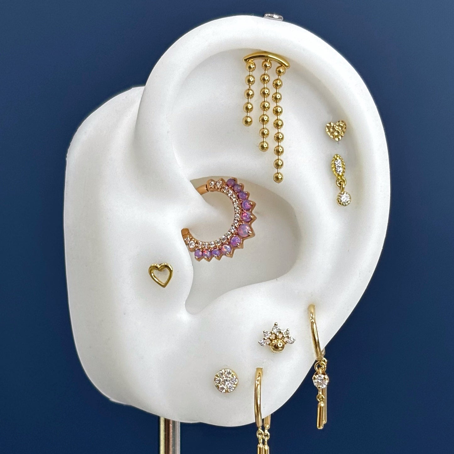 18k Solid Gold Beaded Drape