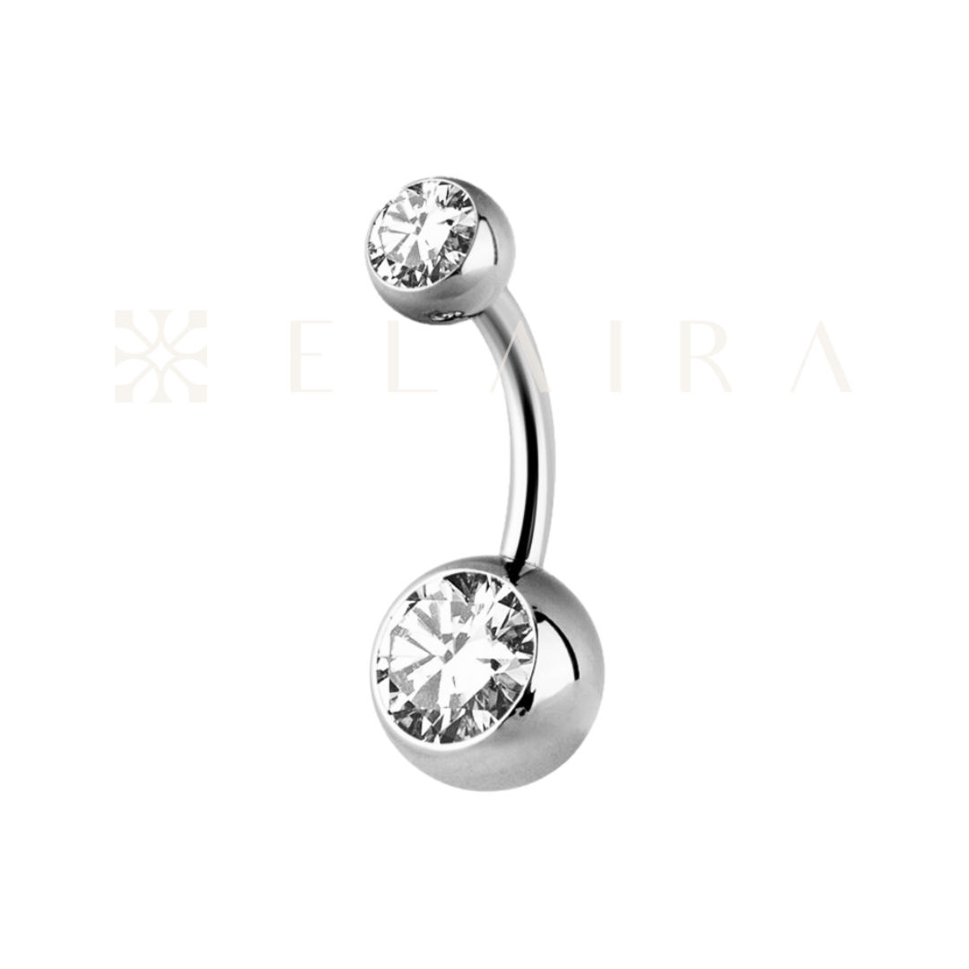 Classic Titanium CZ Belly Ring