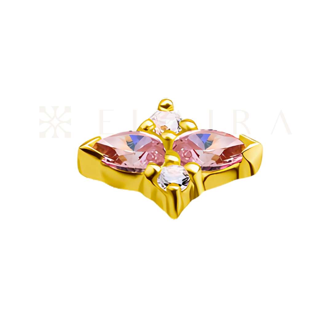 ELAIRA 18k Gold Pear Shape Double Pink CZ