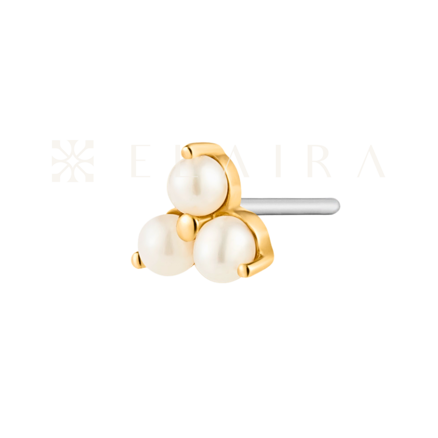 ETTA | 14k Gold Triple Pearl Stud