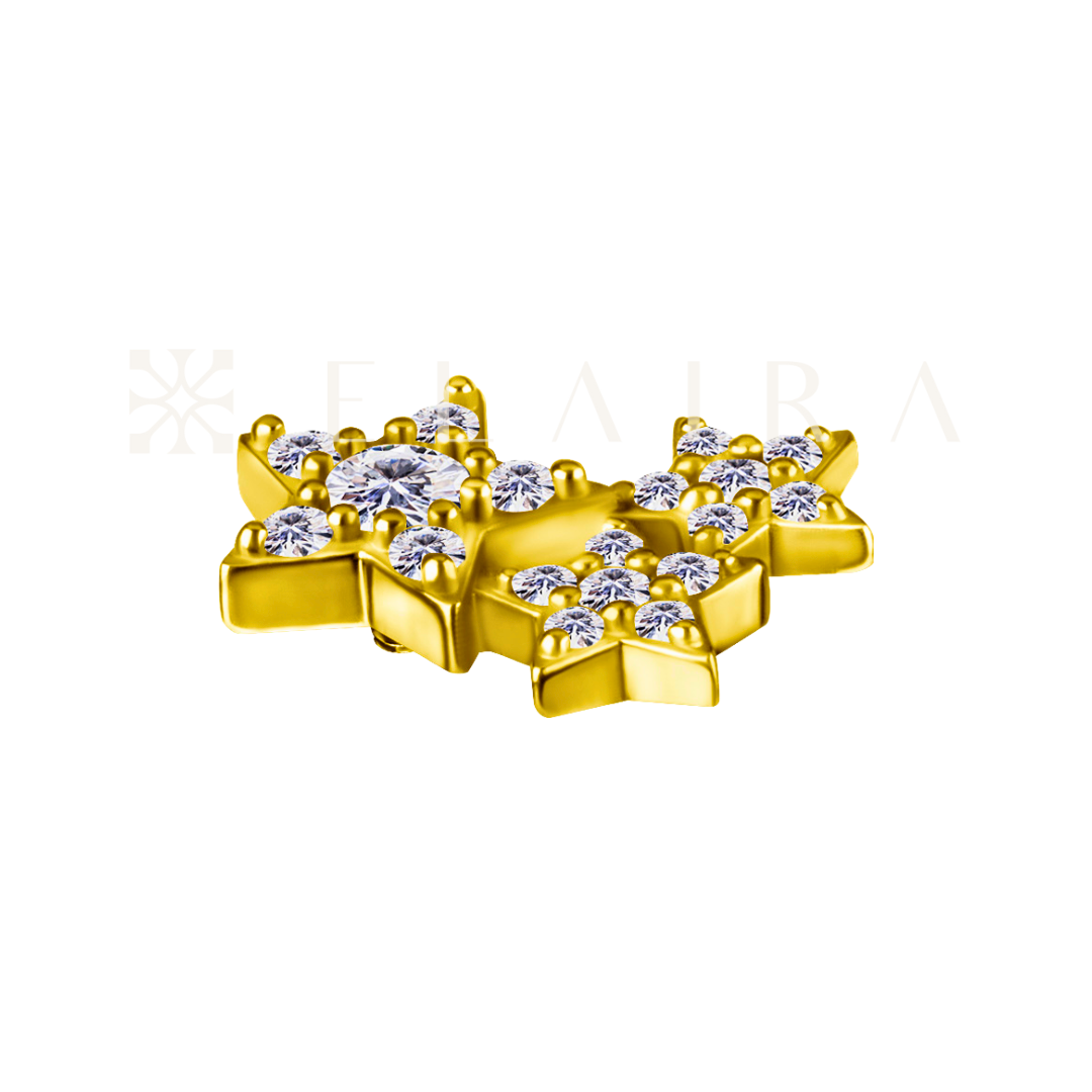 Elaira Triple Star Cluster in 18K Gold PVD