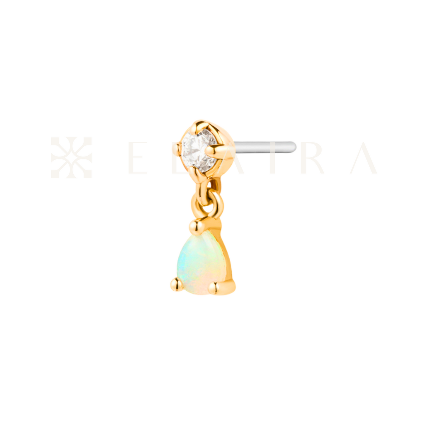 KAITLYN | 14k Gold Opal and Lab Grown Diamond Floating Stud