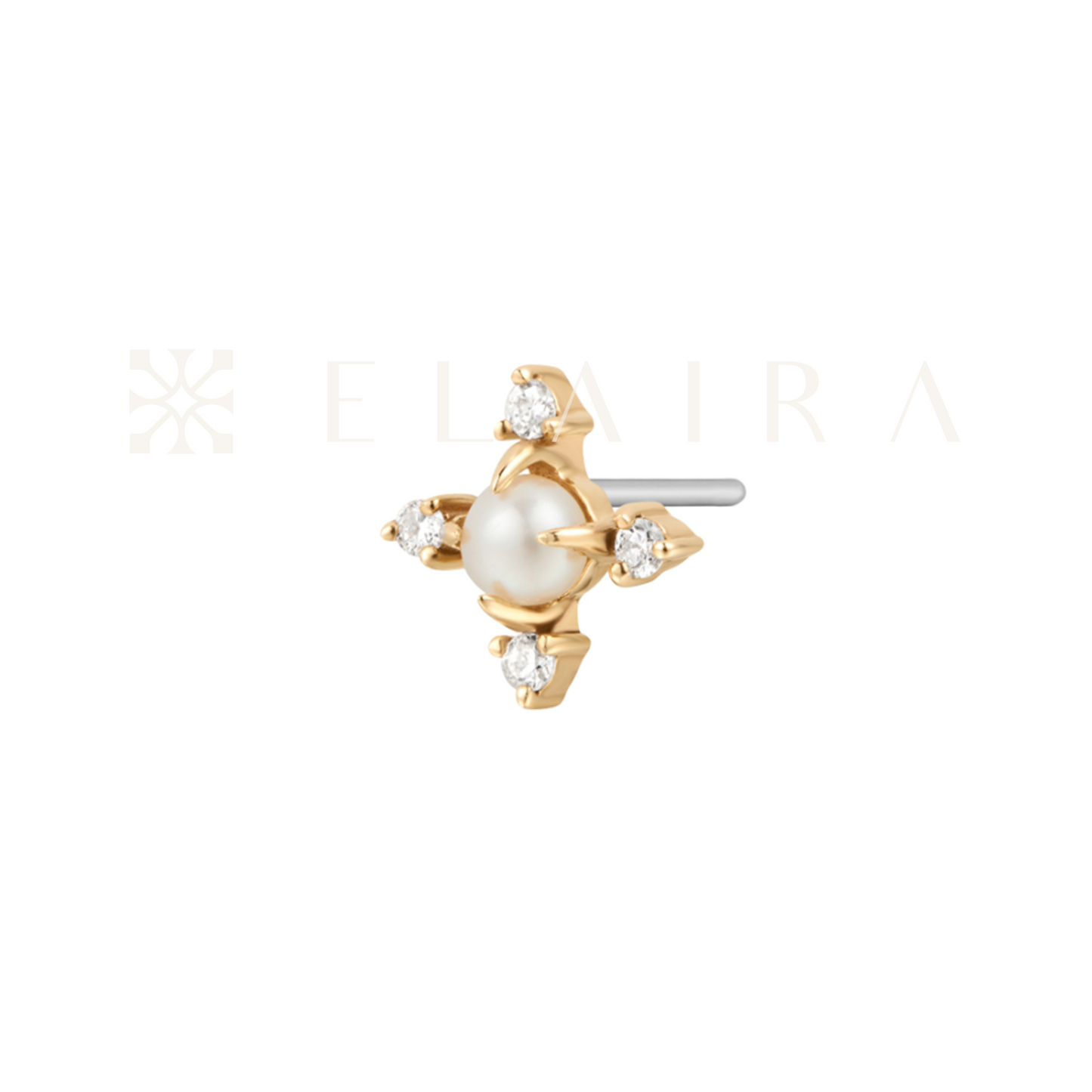 MABEL | 14k Gold Pearl 4-Points Stud