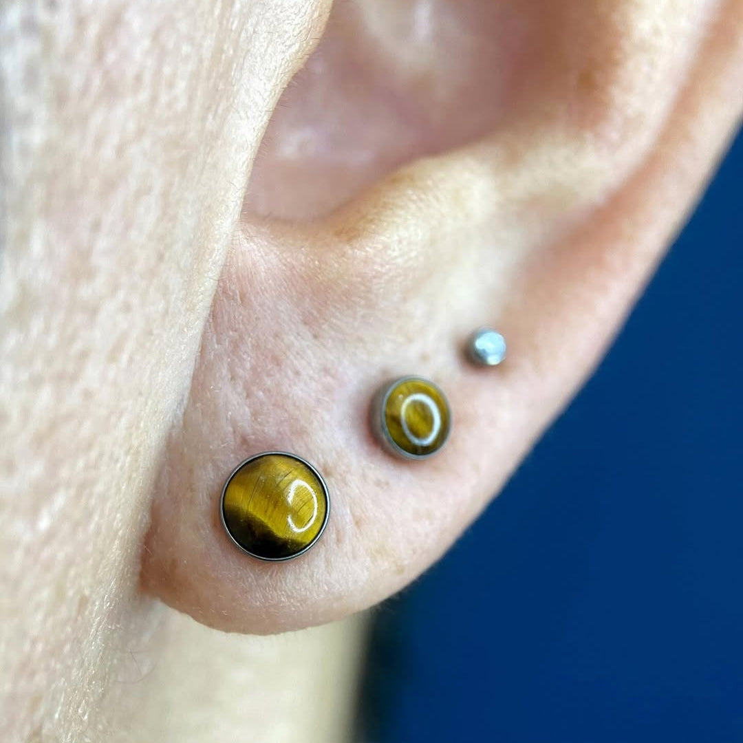 Neometal Bezel Flatback in Tiger Eye