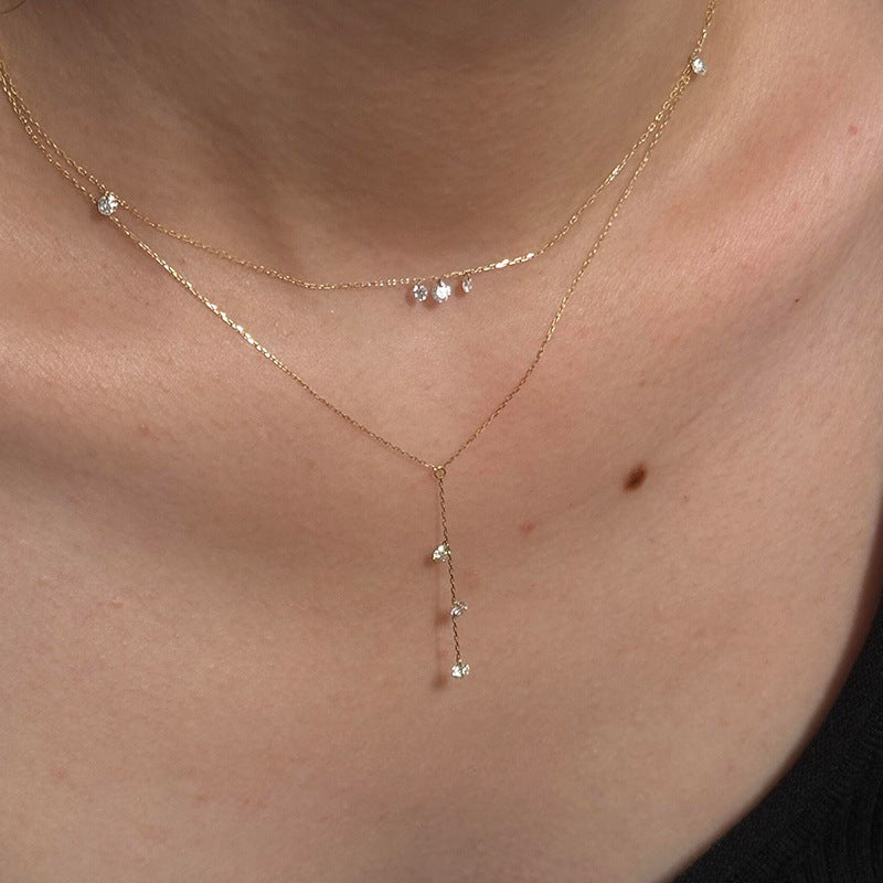 Elaira Triple Solitaire Necklace 925 Sterling Silver