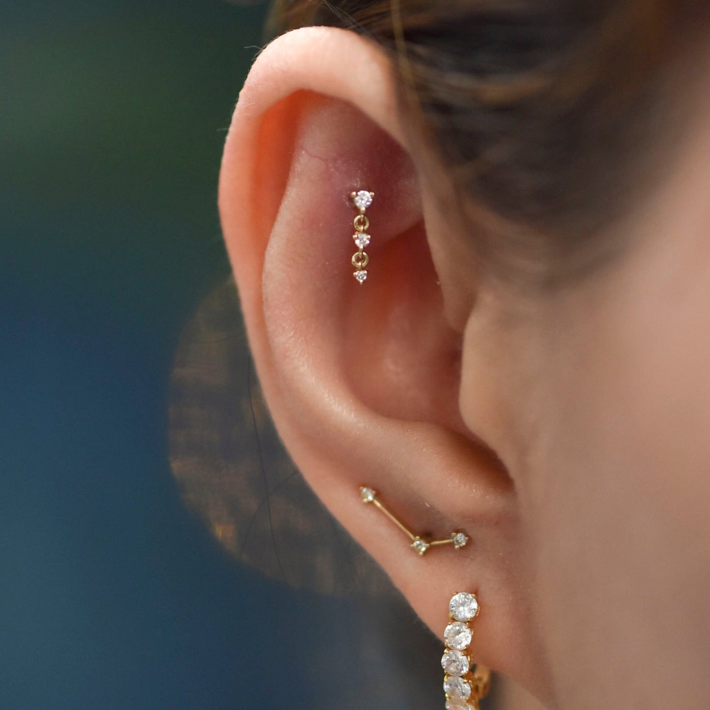 Modern Mood Body Jewelry 14k Gold Cascade 3 with Diamond