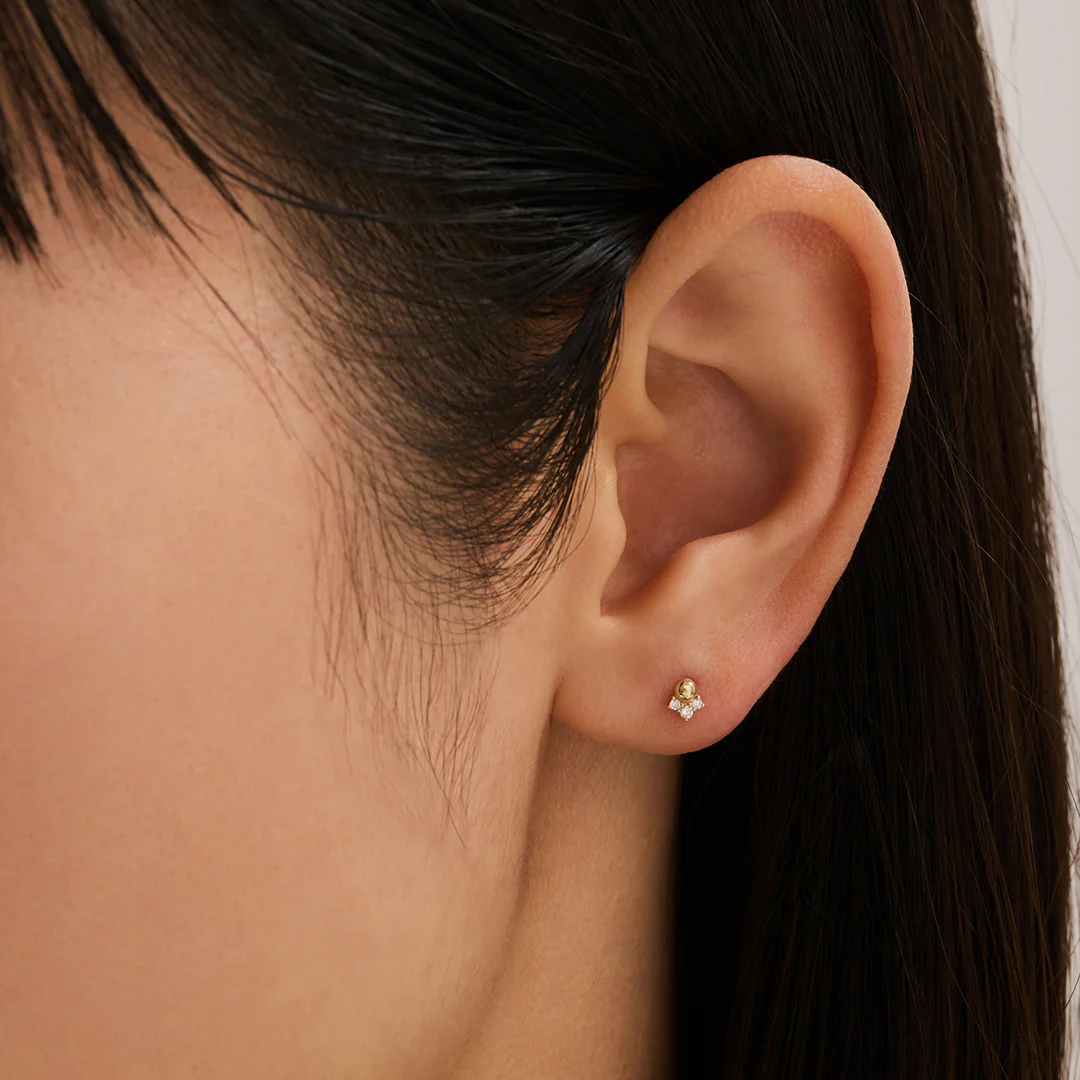 ROSE | 14k Gold Triple Lab Grown Diamond Stud