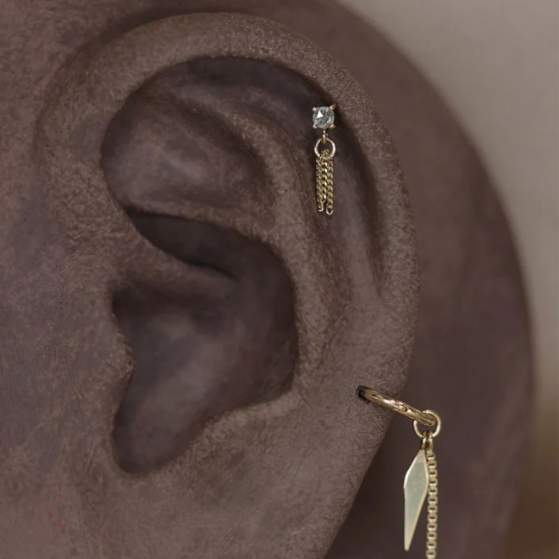 Breeze • Rose Cut Salt and Pepper Diamond 3 C-Chain Tassel
