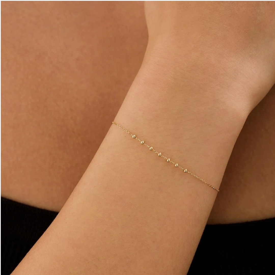 14k Solid Gold ASTER |Beaded Bracelet
