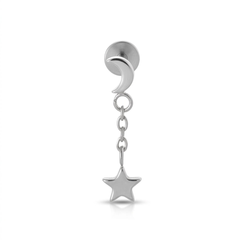 Moon n Stars Dangling Flatback Stud