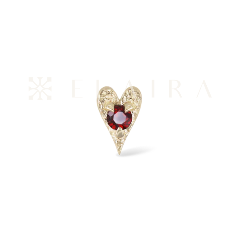 14k Solid Gold Heart • Ace of Gems Garnet