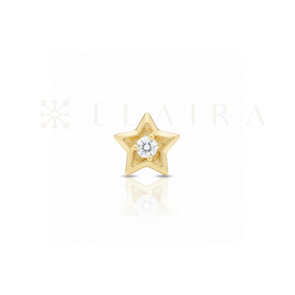 18k Gold Micro Star w Lab Grown Diamond