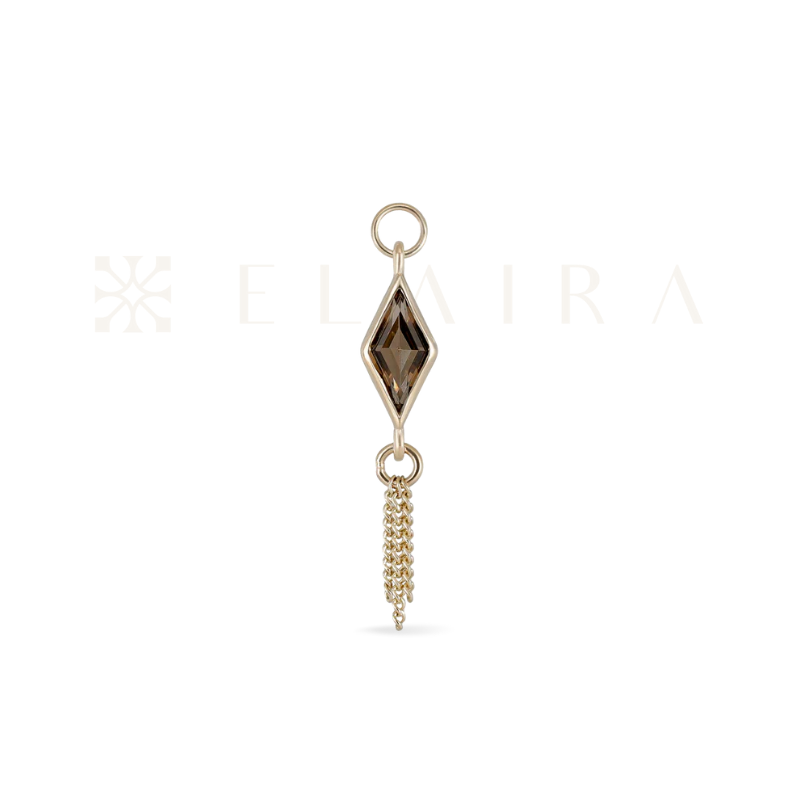 14k Gold Xena Rhombus Smoky Quartz Charm Only