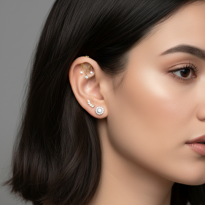 Titanium Vertical Helix 3 Bezel CZ