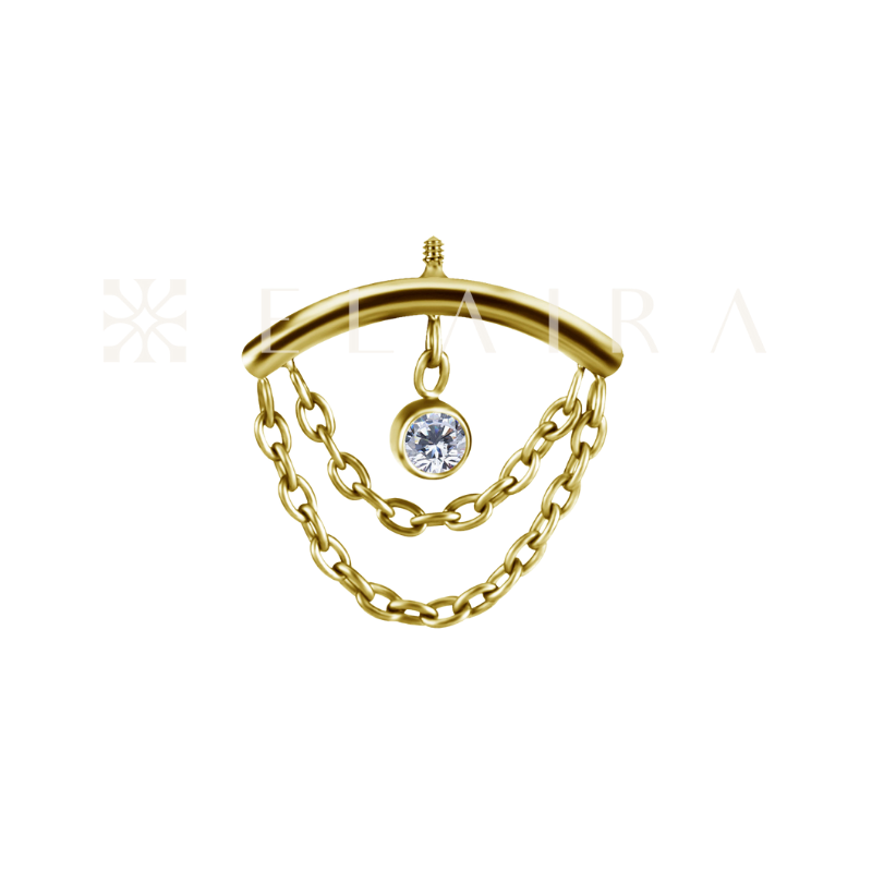 Titanium Vertical Helix Double Chain CZ