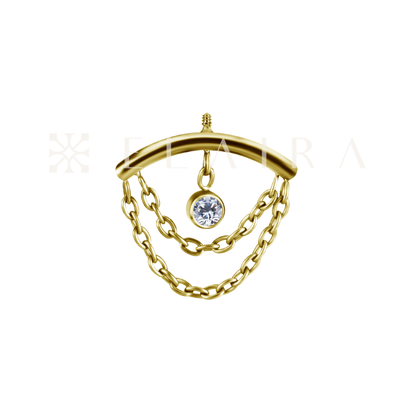 Titanium Vertical Helix Double Chain CZ