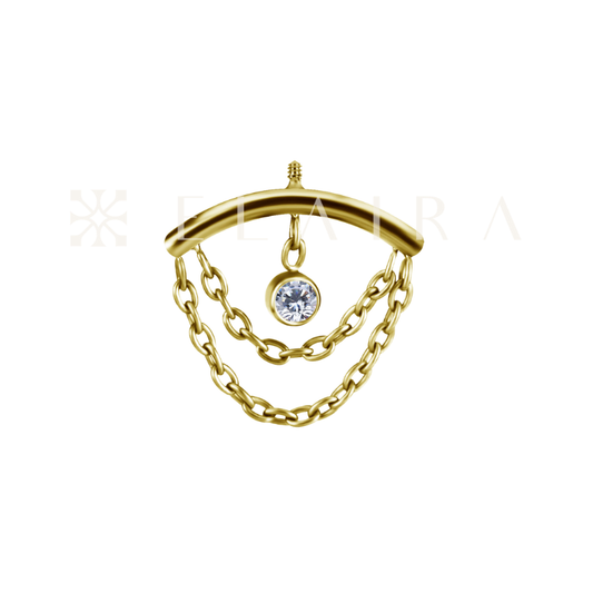 Titanium Vertical Helix Double Chain CZ