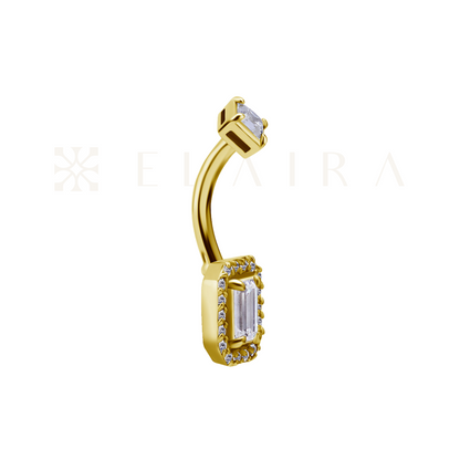 18k Gold Emerald Shape Belly Ring
