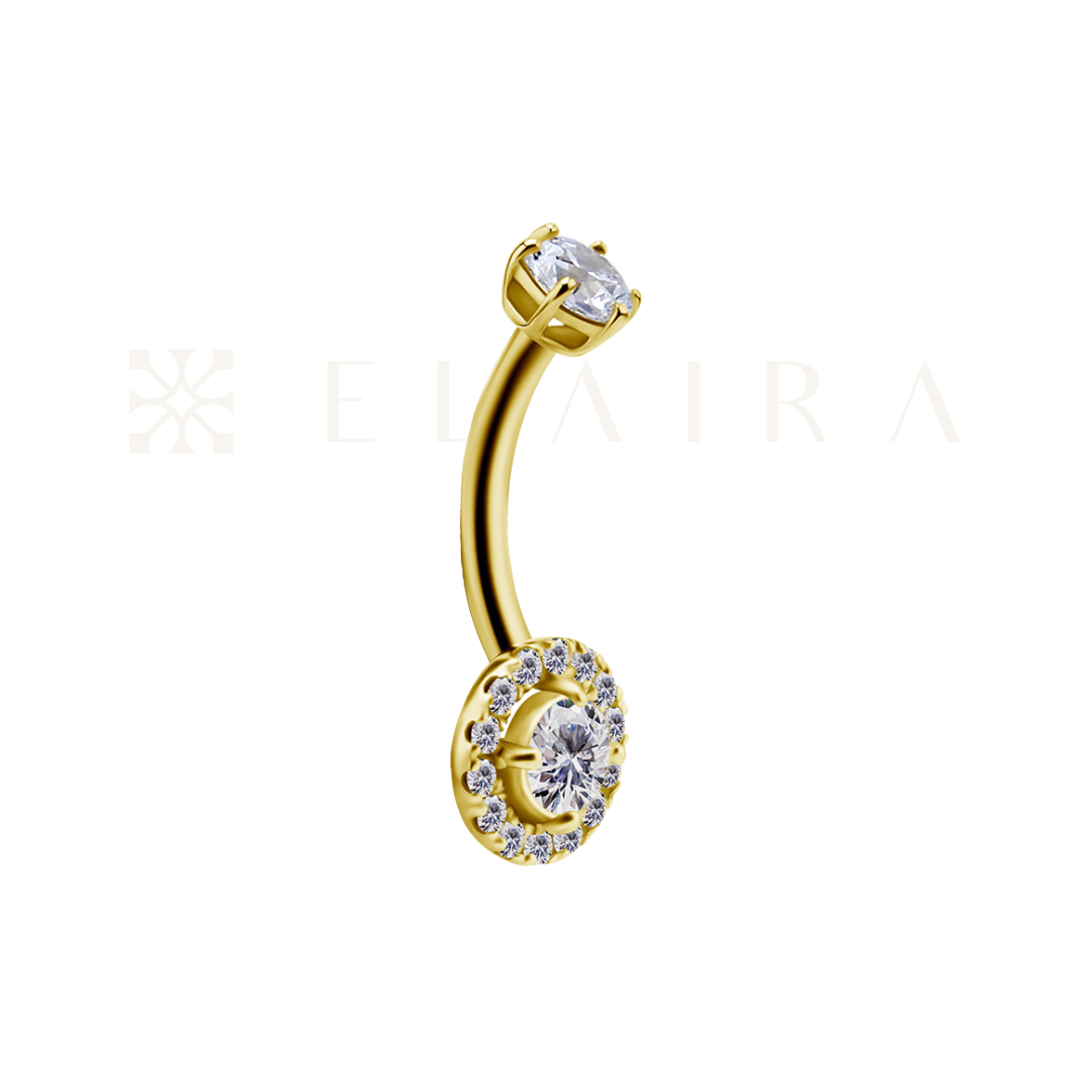 18k Solid Gold Round Shape Belly Ring