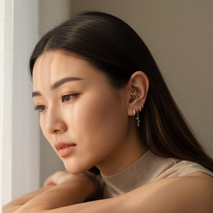 18k Solid Gold Dewdrop Daith Clicker