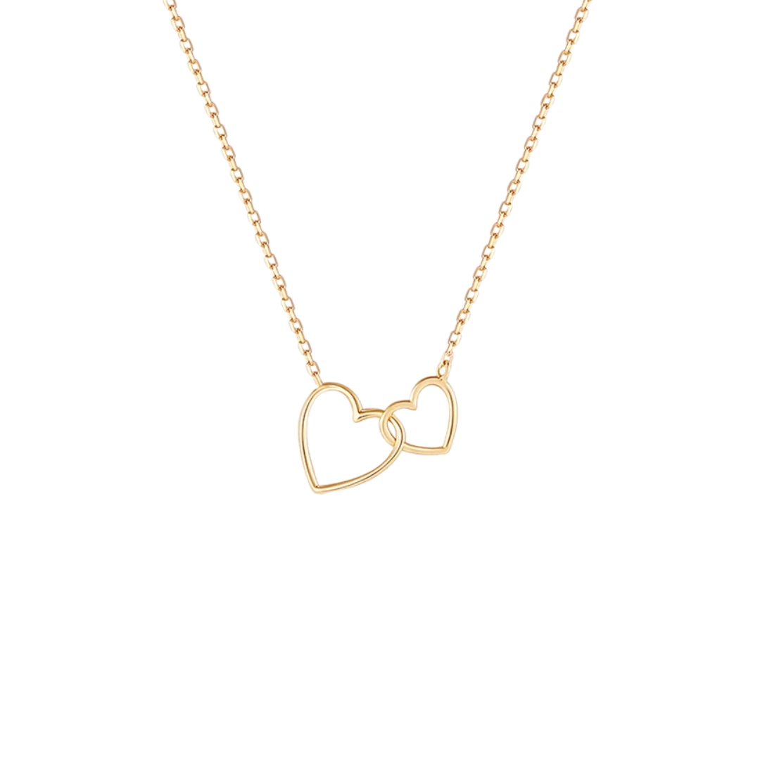 14k Gold Interlocked Hearts Necklace