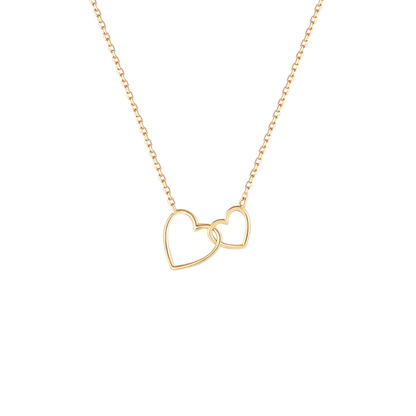14k Gold Interlocked Hearts Necklace