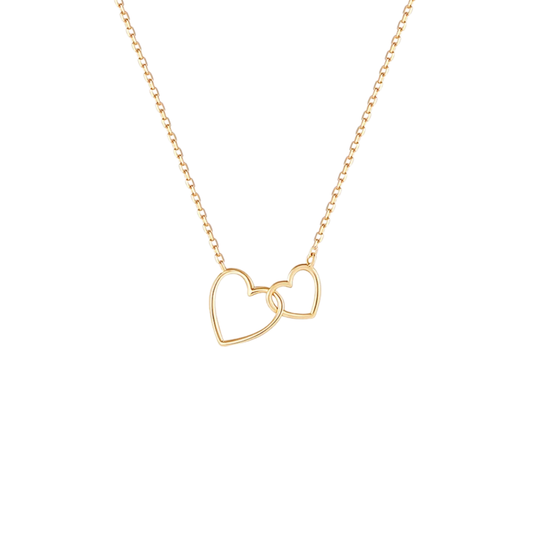 14k Gold Interlocked Hearts Necklace