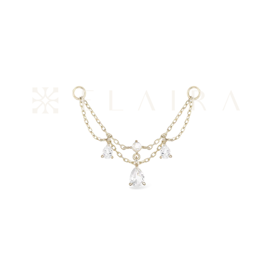 14k Gold Penelope • White Topaz Chain 32mm