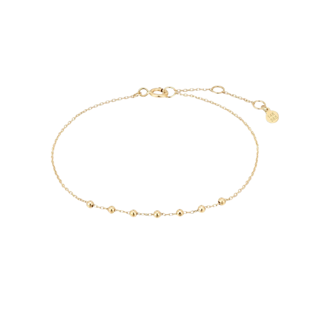 14k Solid Gold ASTER |Beaded Bracelet