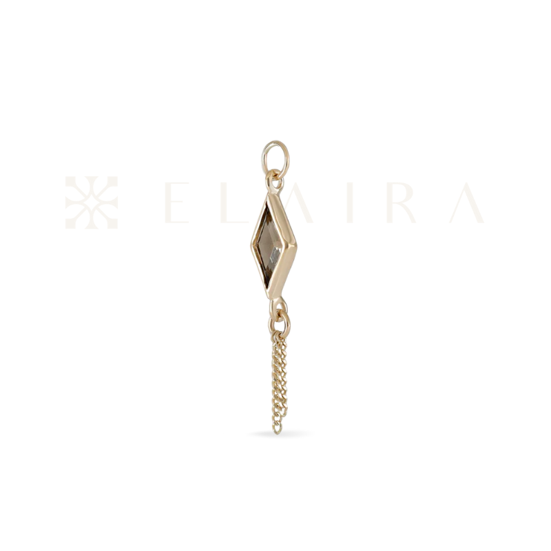 14k Gold Xena Rhombus Smoky Quartz Charm Only