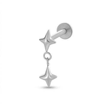 Double Pointy Stars Flatback Stud