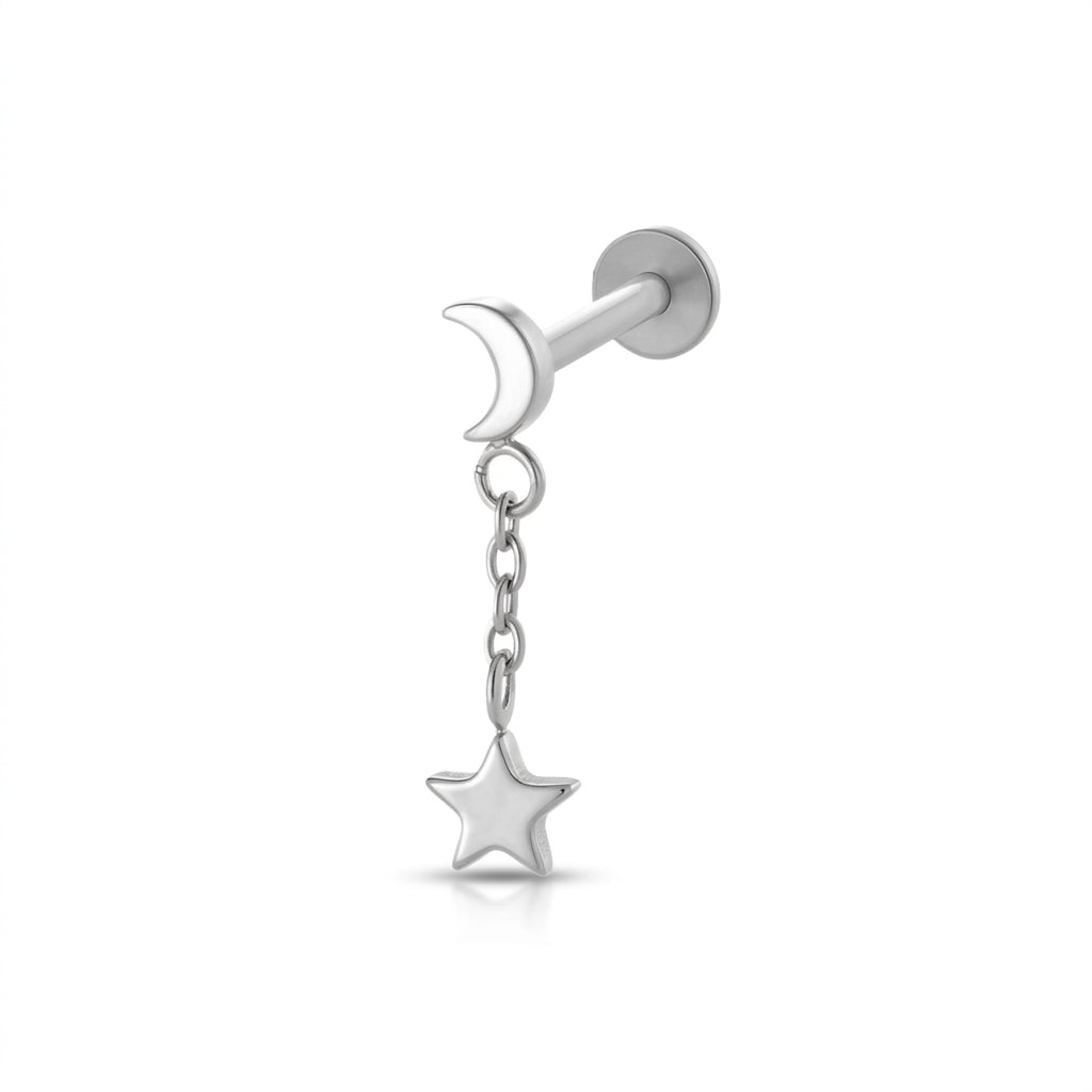 Moon n Stars Dangling Flatback Stud