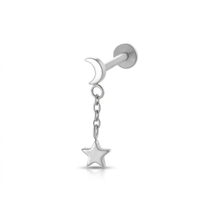 Moon n Stars Dangling Flatback Stud