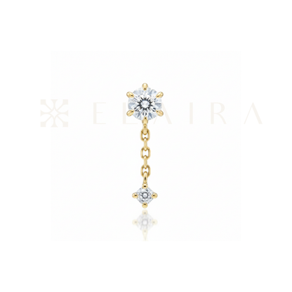 18k Gold 6 Claw Setting Dangling Lab Grown Diamond