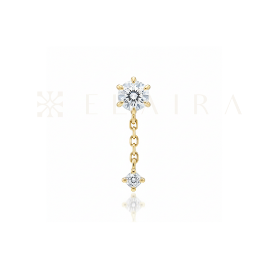 18k Gold 6 Claw Setting Dangling Lab Grown Diamond