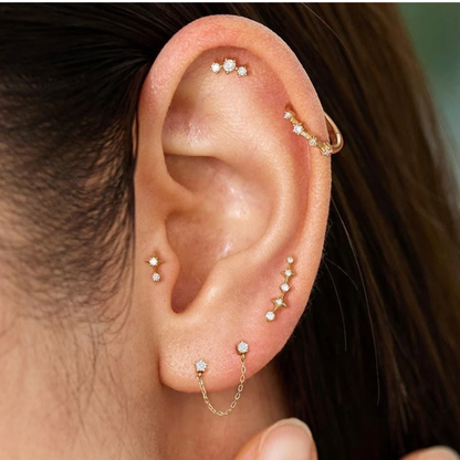 14k Solid Gold CAELI | Triple Diamond