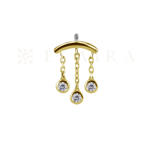 18k Solid Gold 3 Row Chandelier