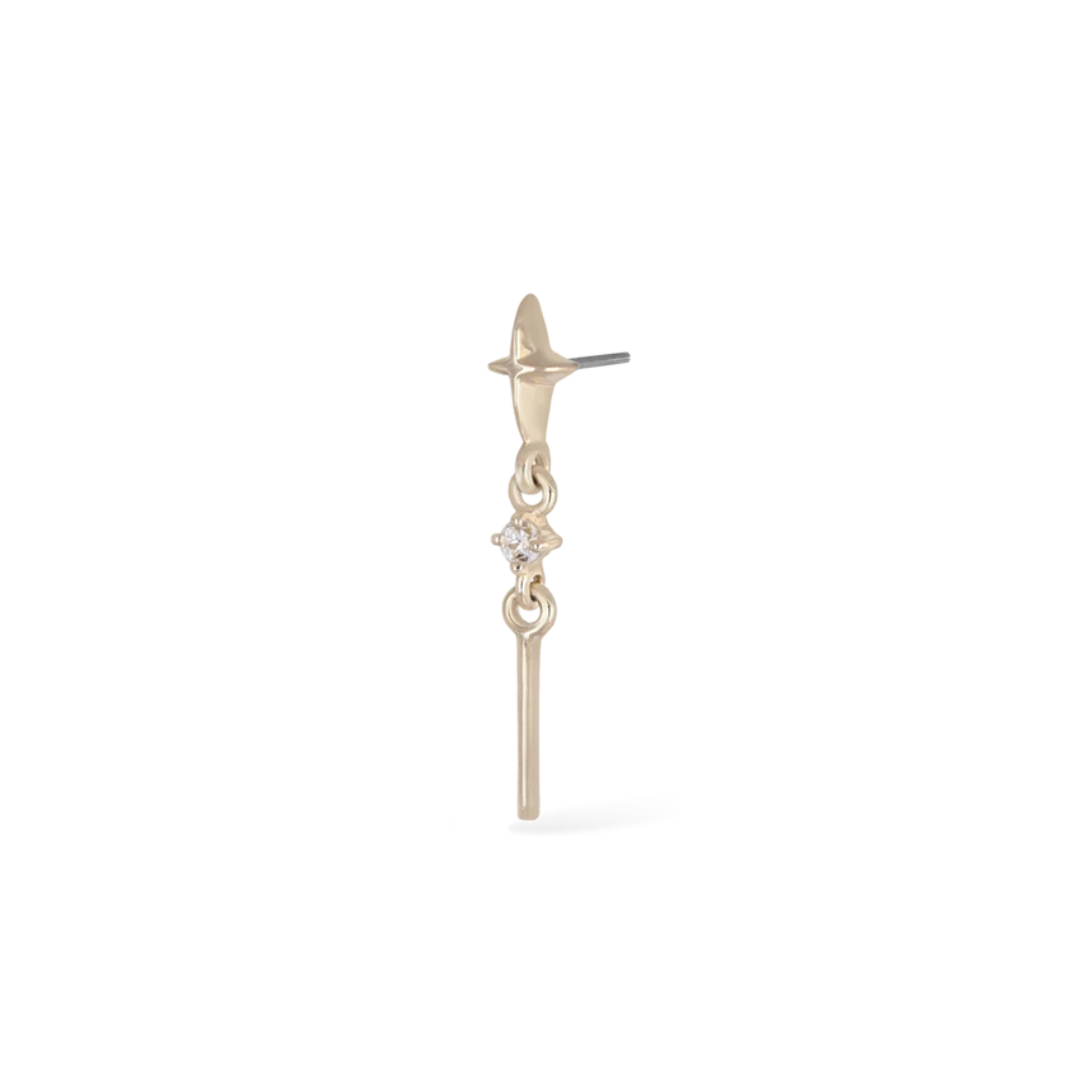14k Solid Gold Roxane Celestial Drop Flat Back Stud
