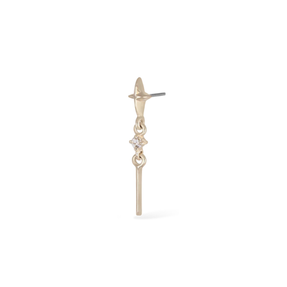 14k Solid Gold Roxane Celestial Drop Flat Back Stud