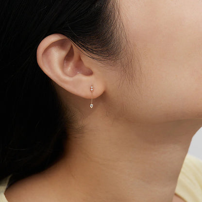 DEWDROP | 14k Gold Pear and Round White Sapphire Stud